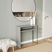 URBNLIVING 75cm Height Wooden & Steel Console Display Table Living Room Hallway with Storage Shelf Grey Colour