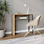 URBNLIVING 75cm Height Wooden & Steel Console Display Table Living Room Hallway with Storage Shelf Oak Colour