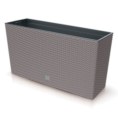 URBNLIVING 77cm Width 72L Mocca Colour Tall Rectangle Rato Case Medium Rattan Flower Pot Planter