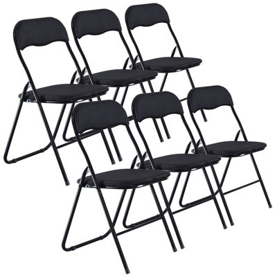 URBNLIVING 79cm Height 6 Pcs Folding Lightweight Portable Metal Frame Black Ribcord Chair Set