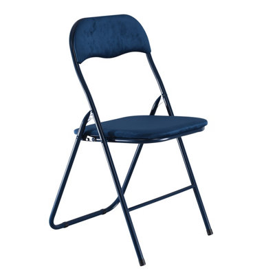 URBNLIVING 79cm Height 6 Pcs Folding Lightweight Portable Metal Frame Blue Ribcord Chair Set