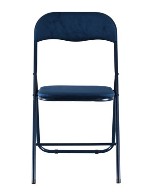 URBNLIVING 79cm Height 6 Pcs Folding Lightweight Portable Metal Frame Blue Ribcord Chair Set