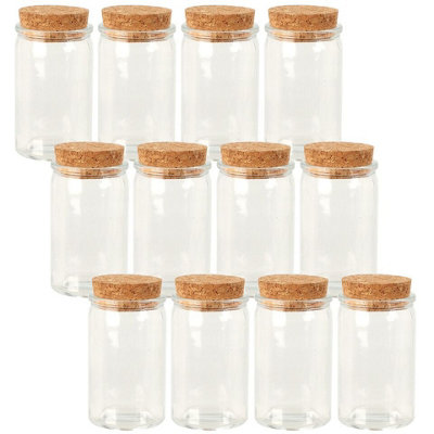 URBNLIVING 7cm Height 12pcs 50ml Round Glass Storage Preserve Pots Jars Containers Cork Lids