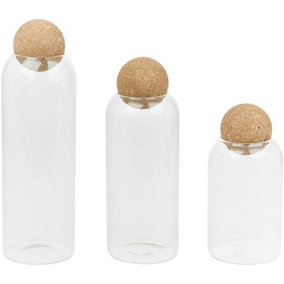 URBNLIVING 800ml/1L/1.3L Kitchen Storage Glass Jars with Cork Ball Lid Airtight