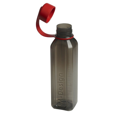 URBNLIVING 800ml Black Reusable Water Drinking Sports Bottle Container Flask with Red Leakproof Lid