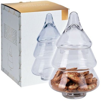 URBNLIVING 800ml Glass Storage Jar Christmas Tree Shaped Cookie Container Sweet Storage