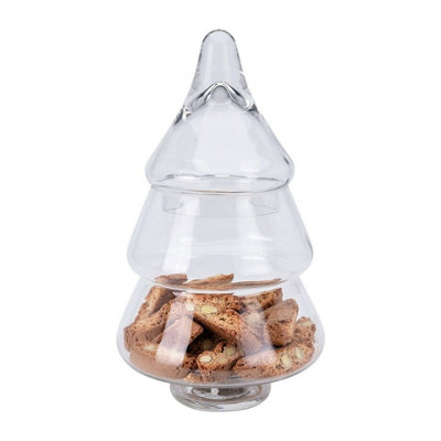 URBNLIVING 800ml Glass Storage Jar Christmas Tree Shaped Cookie Container Sweet Storage