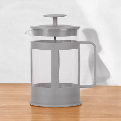 URBNLIVING 800ml Grey Cafetiere Filter Coffee Tea Pot Press Brewer Maker Glass Plunger Home Kit