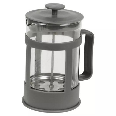 URBNLIVING 800ml Grey Cafetiere Filter Coffee Tea Pot Press Brewer Maker Glass Plunger Home Kit