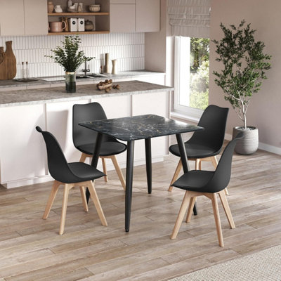 URBNLIVING 80cm Ceramic Dining Table & 4 Chairs Compact Modern Set with ...