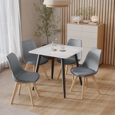 URBNLIVING 80cm Ceramic Dining Table & 4 Chairs Compact Modern Set with ...