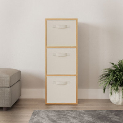 URBNLIVING 80cm Height 3 Cube Beech Wooden Shelves Cubes Cupboard ...