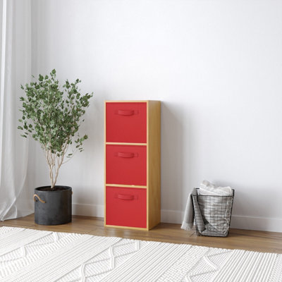 URBNLIVING 80cm Height 3 Cube Beech Wooden Shelves Cubes Cupboard ...