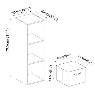 URBNLIVING 80cm Height 3 Cube Teak Wooden Shelves Cubes Cupboard ...