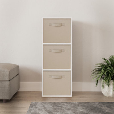 URBNLIVING 80cm Height 3 Cube White Wooden Shelves Cubes Cupboard ...