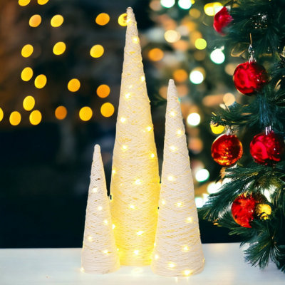 URBNLIVING 80cm Height 3 Pcs LED Light Up Christmas Tree Cone Pyramids ...