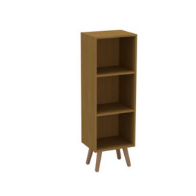 URBNLIVING 80cm Height 3 Tier Beech Wooden Storage Cube Bookcase Scandinavian Style Beech Legs