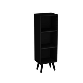 URBNLIVING 80cm Height 3 Tier Black Wooden Storage Cube Bookcase Scandinavian Style Black Legs