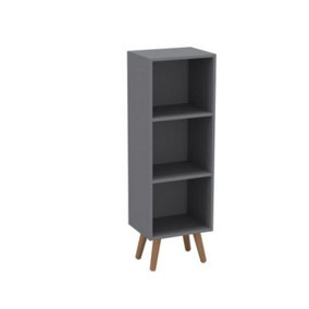URBNLIVING 80cm Height 3 Tier Grey Wooden Storage Cube Bookcase Scandinavian Style Beech Legs