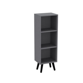 URBNLIVING 80cm Height 3 Tier Grey Wooden Storage Cube Bookcase Scandinavian Style Black Legs