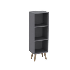 URBNLIVING 80cm Height 3 Tier Grey Wooden Storage Cube Bookcase Scandinavian Style Pine Legs