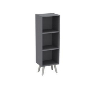 URBNLIVING 80cm Height  3 Tier Grey Wooden Storage Cube Bookcase Scandinavian Style White Legs