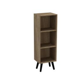 URBNLIVING 80cm Height 3 Tier Oak Wooden Storage Cube Bookcase Scandinavian Style Black Legs