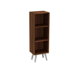 URBNLIVING 80cm Height 3 Tier Teak Wooden Storage Cube Bookcase Scandinavian Style White Legs