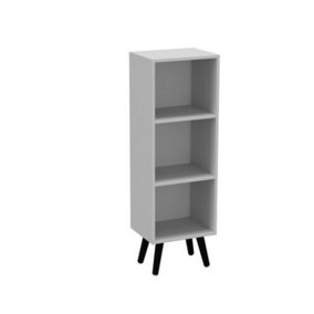 URBNLIVING 80cm Height 3 Tier White Wooden Storage Cube Bookcase Scandinavian Style Black Legs