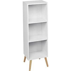 URBNLIVING 80cm Height  3 Tier White Wooden Storage Cube Bookcase Scandinavian Style Pine Legs