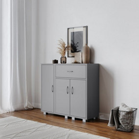 URBNLIVING 80cm Height Grey Wooden Free Standing Side Corner Cabinet Cupboard