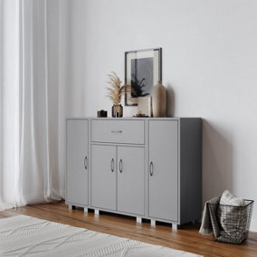 URBNLIVING 80cm Height Grey Wooden Free Standing Side Corner Two Cabinet Cupboard