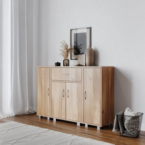 URBNLIVING 80cm Height Oak Wooden Free Standing Side Corner Two Cabinet Cupboard Hallway Living Room Storage