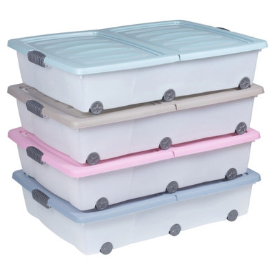 URBNLIVING 80cm Width 70L Under Bed Plastic Storage White Box Chest ...