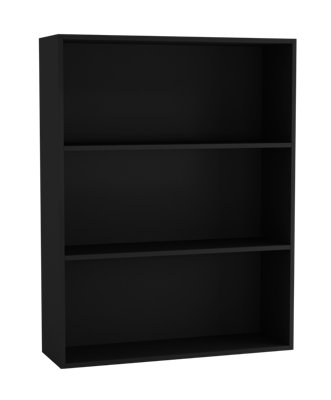 URBNLIVING 80cm Width Black Colour Wide 3 Shelf Tier Wooden Bookcase Cabinet Storage Shelving Display Shelves Unit