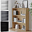 URBNLIVING 80cm Width Grey Colour Wide 3 Shelf Tier Wooden Bookcase Cabinet Storage Shelving Display Shelves Unit