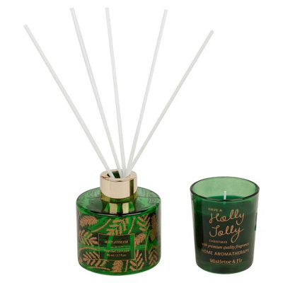 URBNLIVING 80ml Mistletoe & Fir Reed Diffuser Christmas Tree Box Gift ...