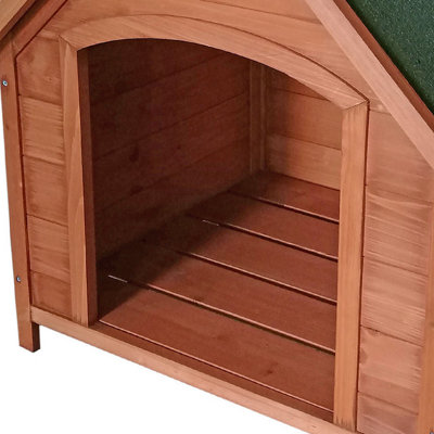 URBNLIVING 83cm Height Wood Outdoor Dog House Raised Pet Shelter Kennel Small Medium Sized Dogs with Roof