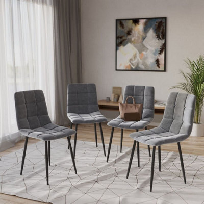 Grey plush dining chairs discount