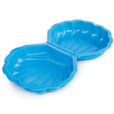 URBNLIVING 87cm Width Shell Clam Shaped Plastic Sandpit Outdoor Garden Fun Paddling Ball Pool Sand Pit 2 Blue