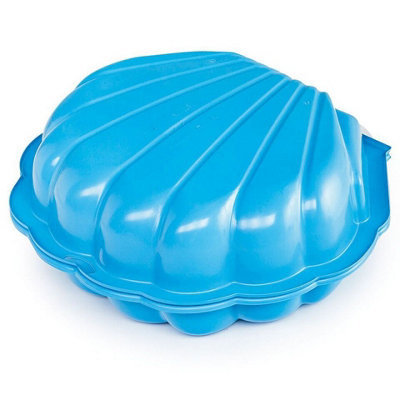 URBNLIVING 87cm Width Shell Clam Shaped Plastic Sandpit Outdoor Garden Fun Paddling Ball Pool Sand Pit 2 Blue