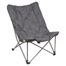 URBNLIVING 90cm Height Padded Portable Lightweight Folding Oversized Camping Chair & Bag Shoulder Strap Grey