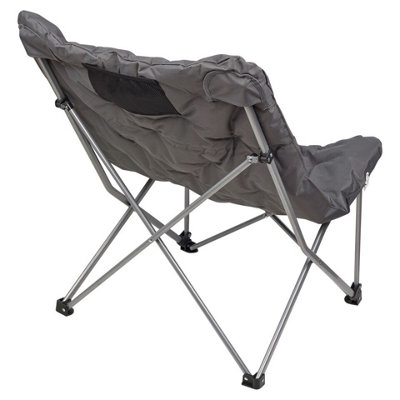 URBNLIVING 90cm Height Padded Portable Lightweight Folding Oversized Camping Chair Bag Shoulder Strap Grey