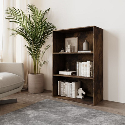 URBNLIVING 90cm Height Rustic Brown 3 Tier Book Shelf Deep Bookcase Storage Cabinet Display Dining Living Room