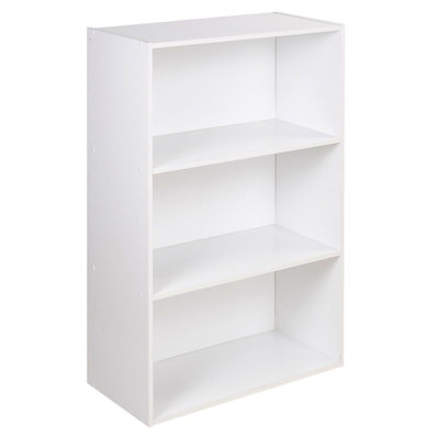 URBNLIVING 90cm Height Wide 3 Tier Book Shelf Deep Bookcase Storage Cabinet Display Colour White Dining Living Room