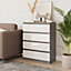 URBNLIVING 90cm Tall 4 Drawer High Gloss Bedside Chest of Drawers with Smooth Metal Runner Grey & White