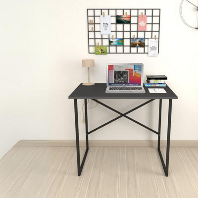 URBNLIVING 90cm Width Anthracite Wooden Computer Desk Modern Study