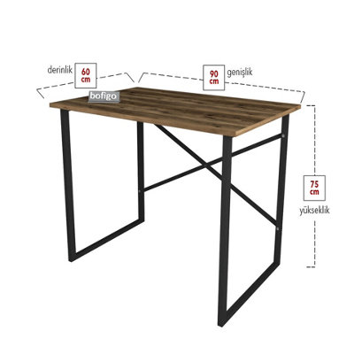 URBNLIVING 90cm Width Burnt Oak Wooden Computer Desk Modern Study
