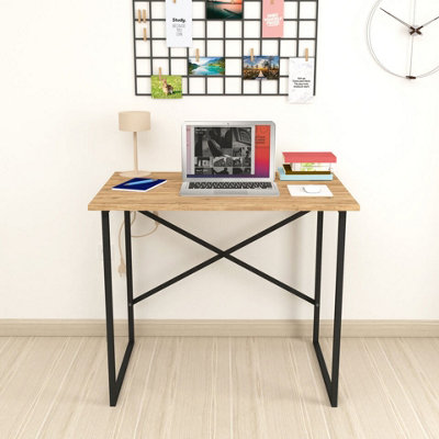 URBNLIVING 90cm Width Pine Wooden Computer Desk Modern Study Table ...