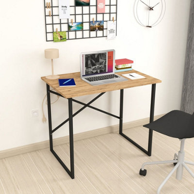 URBNLIVING 90cm Width Pine Wooden Computer Desk Modern Study Table ...